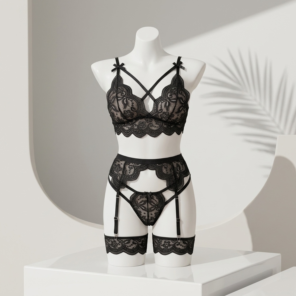 Women's Floral Lace Lingerie S - Garter Belt Set 评论和价格