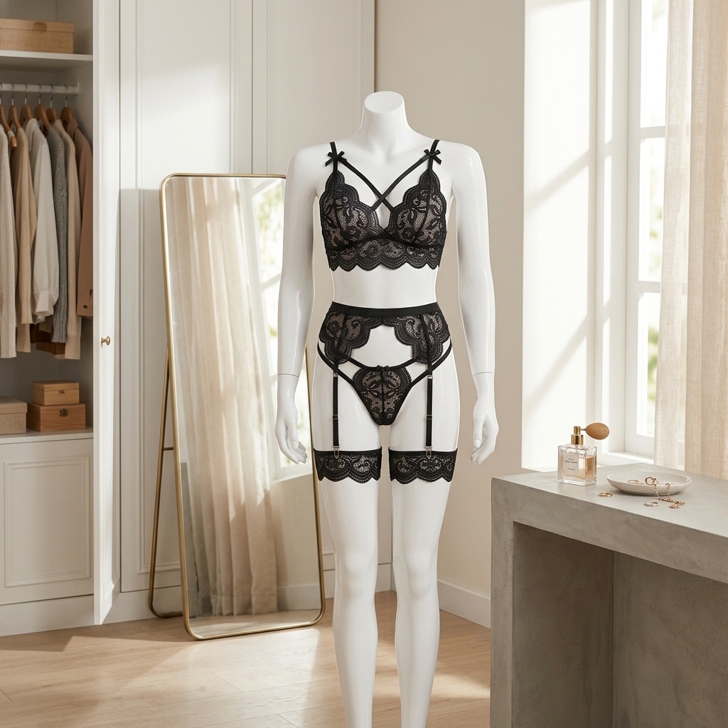 Women's Floral Lace Lingerie S - Garter Belt Set 评论和价格